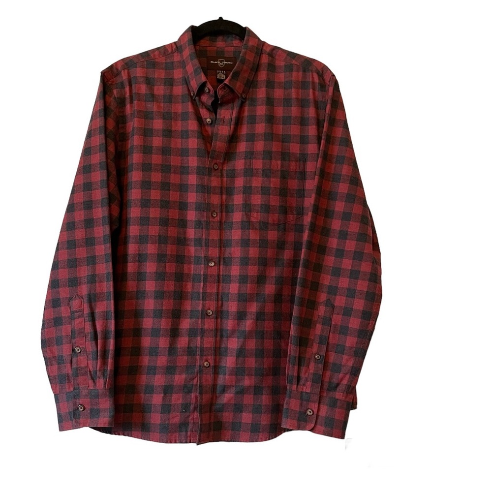 Black Brown 1826 Plaid Flannel Shirt-Mens Colour Maroon and Black Size L…